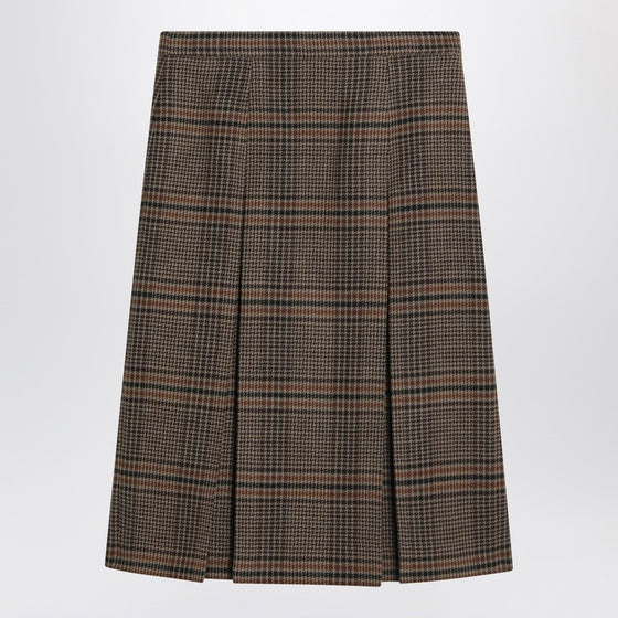 Saint Laurent Prince of Wales wool midi skirt
