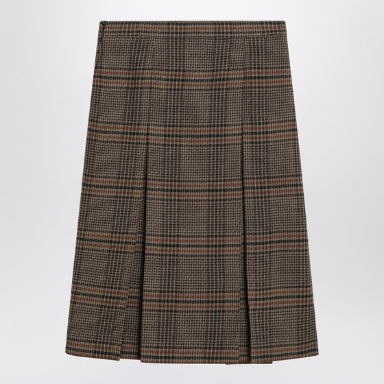 Saint Laurent Prince of Wales wool midi skirt