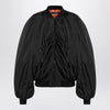 Balenciaga Draped black bomber jacket in technical micro-faille