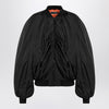 Balenciaga Draped black bomber jacket in technical micro-faille