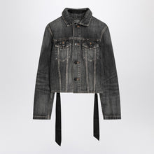  Balenciaga Dark grey denim jacket with laces