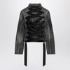 Balenciaga Dark grey denim jacket with laces