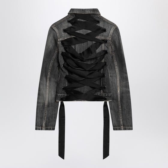Balenciaga Dark grey denim jacket with laces
