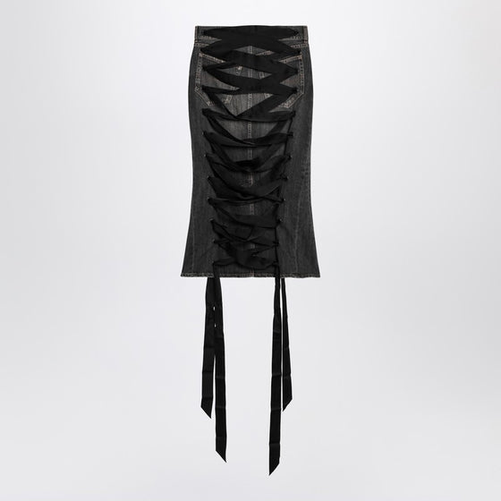 Balenciaga Skirt with laces in smoky grey denim