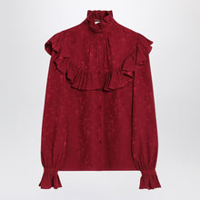  Saint Laurent Red damask silk shirt