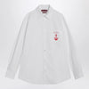 GUCCI White cotton shirt with logo embroidery