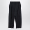 Alexander McQueen Wide navy blue wool trousers
