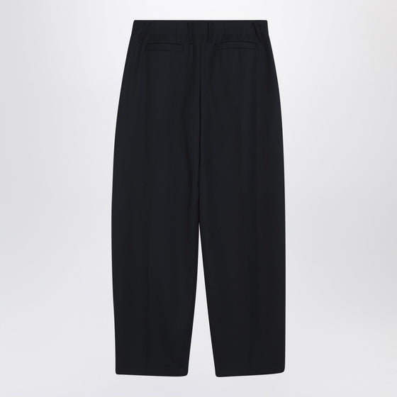 Alexander McQueen Wide navy blue wool trousers