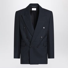  Saint Laurent Double-breasted navy blue wool jacket