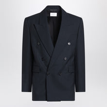  Saint Laurent Double-breasted navy blue wool jacket