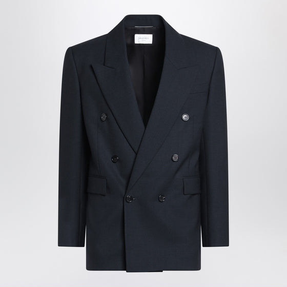 Saint Laurent Double-breasted navy blue wool jacket