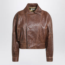  Saint Laurent Aged brown leather bomber jacket