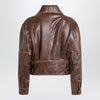Saint Laurent Aged brown leather bomber jacket