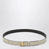 GUCCI Thin ivory belt with Half Horsebit buckle