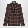 Saint Laurent Cassandre tartan silk crêpe shirt