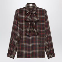  Saint Laurent Cassandre tartan silk crêpe shirt