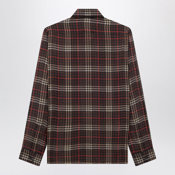 Saint Laurent Cassandre tartan silk crêpe shirt