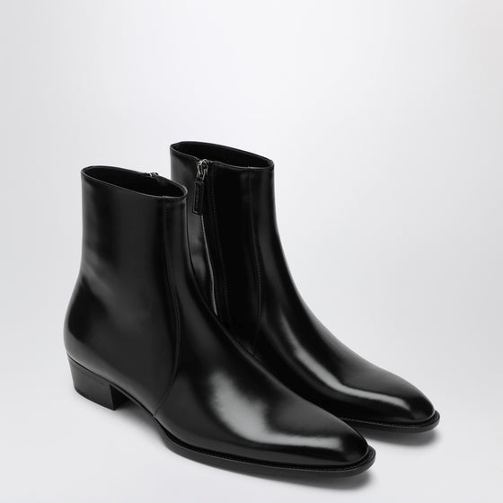Saint Laurent Black Roman boots in smooth leather