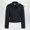 Alexander McQueen Short double-breasted navy blue jacket