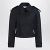 Alexander McQueen Short double-breasted navy blue jacket