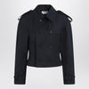 Alexander McQueen Short double-breasted navy blue jacket