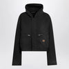 Balenciaga Cropped jacket with hood in black