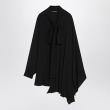  Balenciaga Asymmetric black silk blouse with scarf