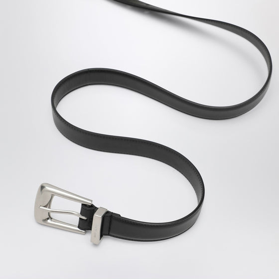 Saint Laurent Smooth black leather Folk belt