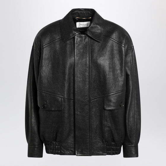 Saint Laurent Black balloon bomber jacket in lambskin