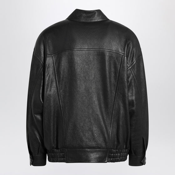 Saint Laurent Black balloon bomber jacket in lambskin