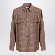  Saint Laurent Overshirt in beige/brown/black houndstooth