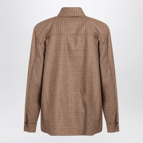 Saint Laurent Overshirt in beige/brown/black houndstooth