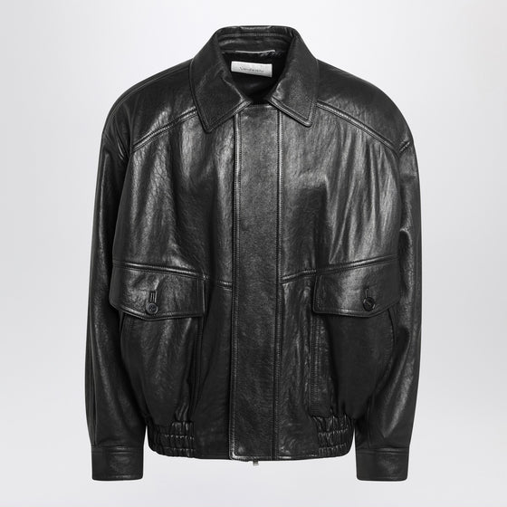 Saint Laurent Black balloon bomber jacket in leather