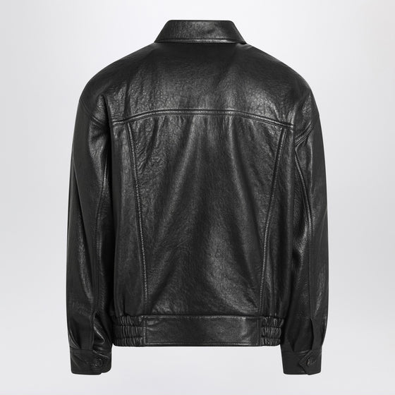Saint Laurent Black balloon bomber jacket in leather