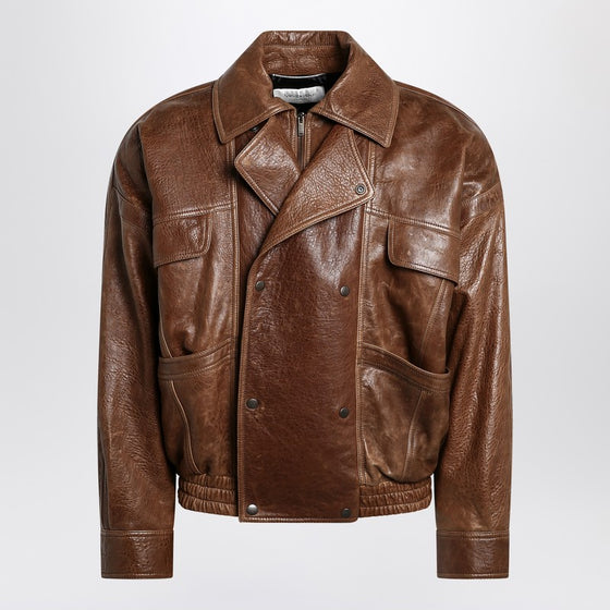 Saint Laurent Brown leather bomber