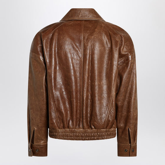 Saint Laurent Brown leather bomber