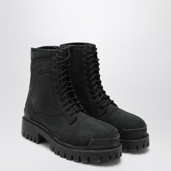 Balenciaga Black Combat Strike cotton-canvas boots