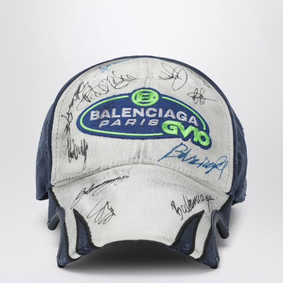 Balenciaga White/blue baseball cap with signatures