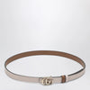 GUCCI Thin reversible GG Marmont belt in pink/sand