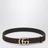 GUCCI Brown suede belt with bamboo GG Marmont buckle