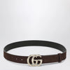 GUCCI Brown suede belt with bamboo GG Marmont buckle