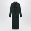 GUCCI Green GG jacquard silk wrap dress