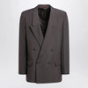 GUCCI Brown double-breasted jacket in technical panama fabric