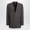 GUCCI Brown double-breasted jacket in technical panama fabric