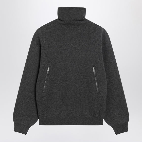 Balenciaga Grey turtleneck sweater with side zips