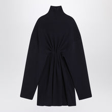  Balenciaga Pinched navy mini dress in wool and cotton