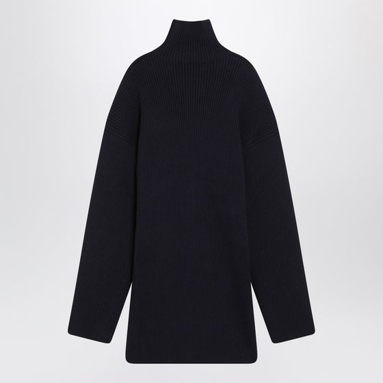 Balenciaga Pinched navy mini dress in wool and cotton