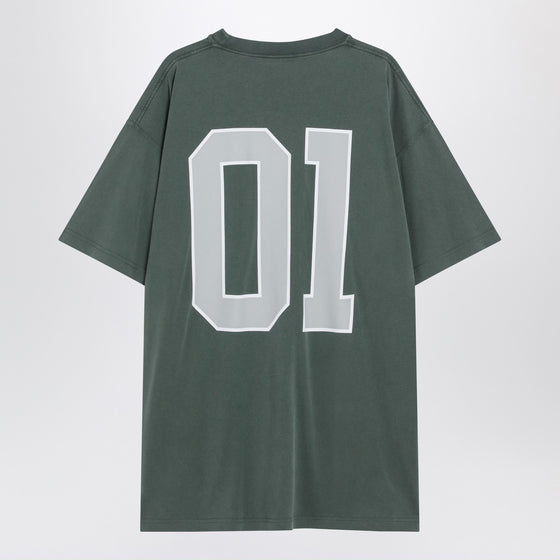 Balenciaga Dark green/light grey oversized basketball T-shirt