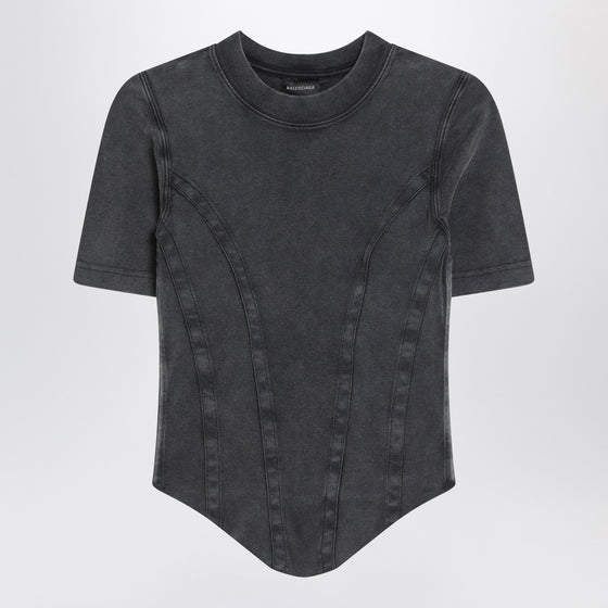 Balenciaga Washed black corset-style T-shirt