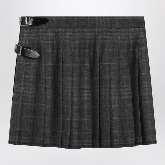 Balenciaga Grey shadow-effect tartan mini skirt